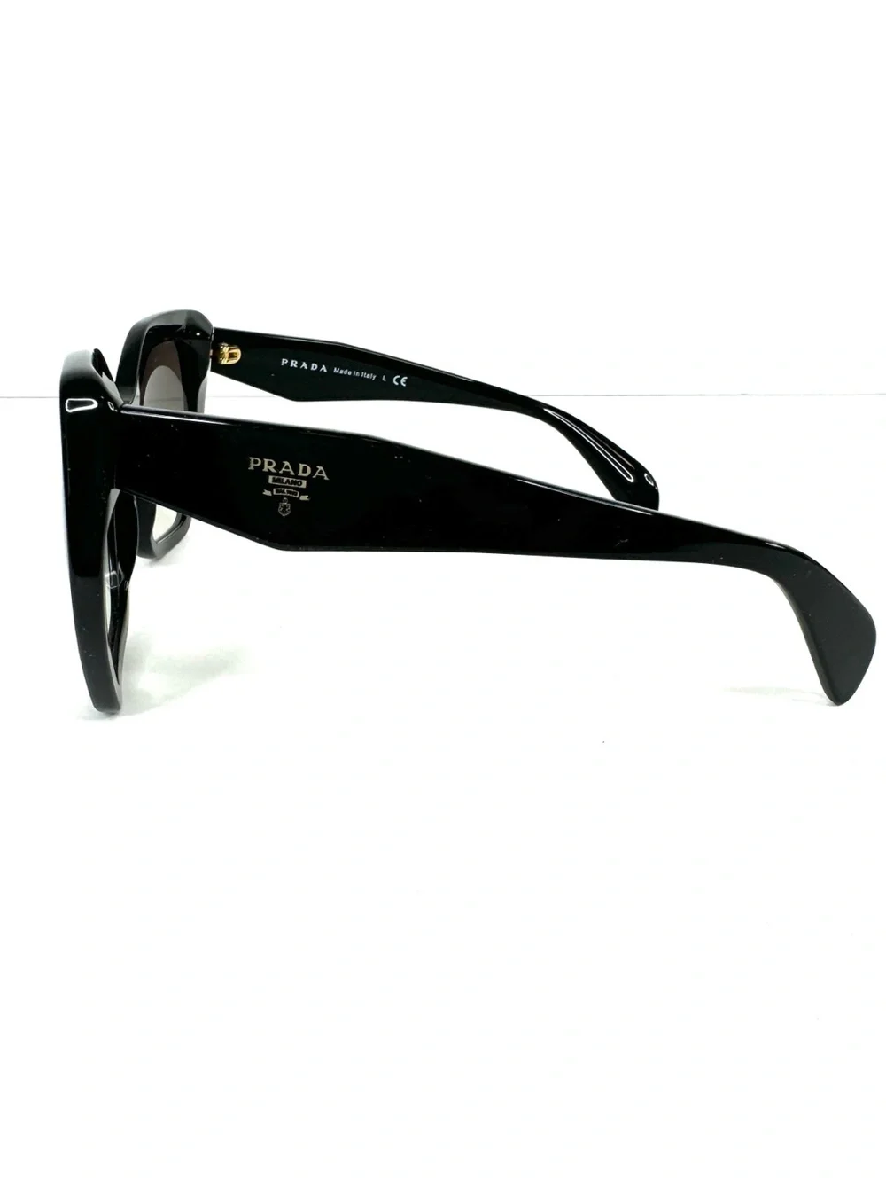 PRADA Sunglasses NEW SPR 16R 1AB-0A7 Black Oversized Cat Eye Hexagon